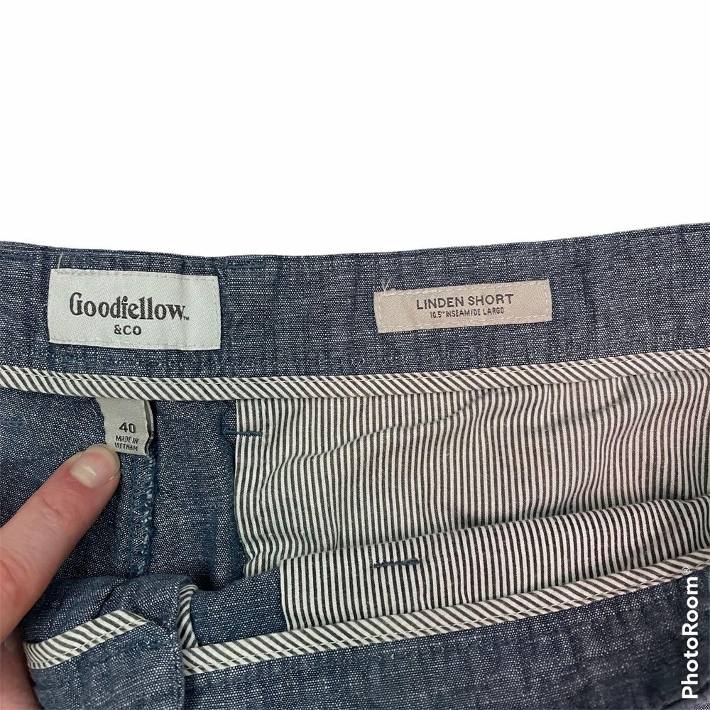 Men's Goodfellow Navy Linden Cotton Shorts - Size 40 - Picture 3 of 3